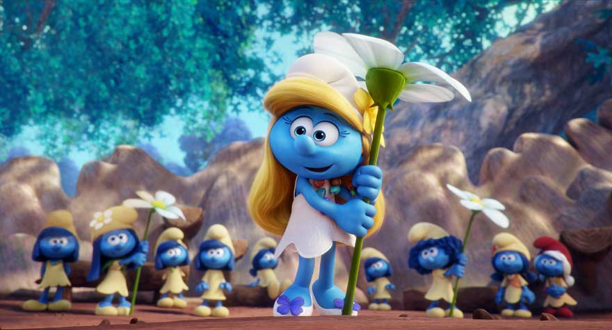 Smurfette with a flower